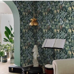 4 Rolls Emerald Botanical Wallpaper Panel - Home Wall Decor